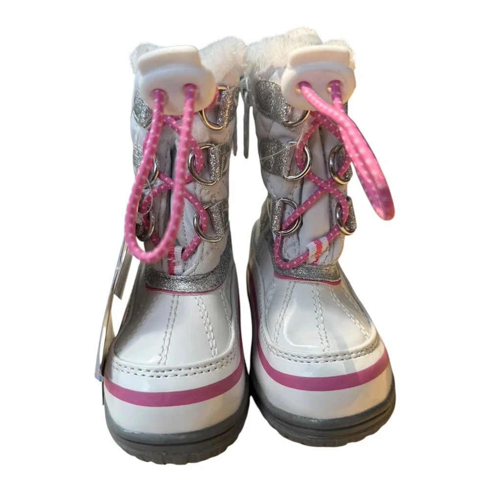 Totes Adventure Gear Toddler Girls White Quilted Snow Boots Size 5 Med NWT!